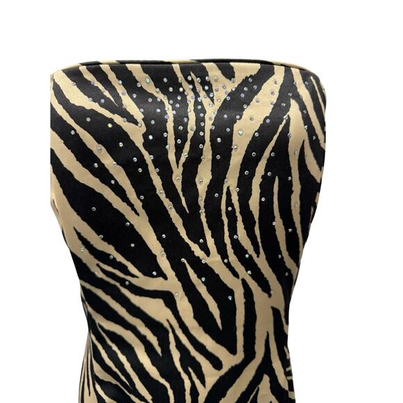 Jessica McClintock GUNNIE SAX Cheetah dress,80's, Bling,Strapless,Y2K, Sexy,Maxi - Picture 1 of 10